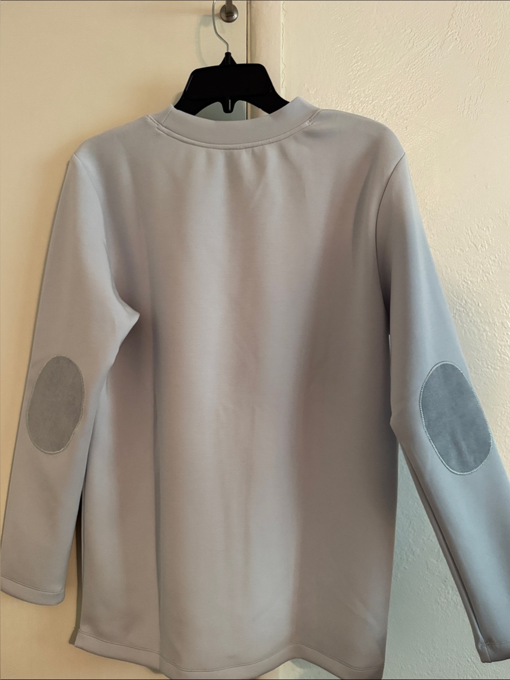 Light Blue Crewneck Sweatshirt with Elbow Patches